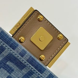 BAGUETTE MINI 19 BAG IN CERULEAN BLUE MONOGRAM DENIM WITH GOLD HARDWARE