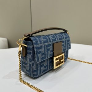 BAGUETTE MINI 19 BAG IN CERULEAN BLUE MONOGRAM DENIM WITH GOLD HARDWARE