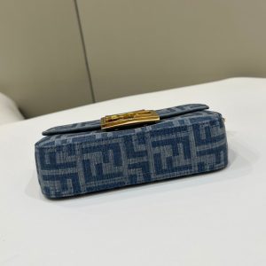 BAGUETTE MINI 19 BAG IN CERULEAN BLUE MONOGRAM DENIM WITH GOLD HARDWARE