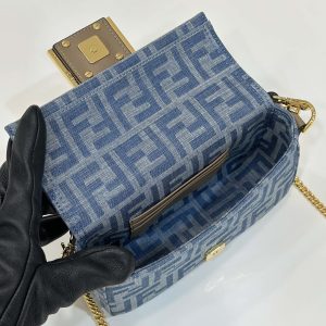 BAGUETTE MINI 19 BAG IN CERULEAN BLUE MONOGRAM DENIM WITH GOLD HARDWARE