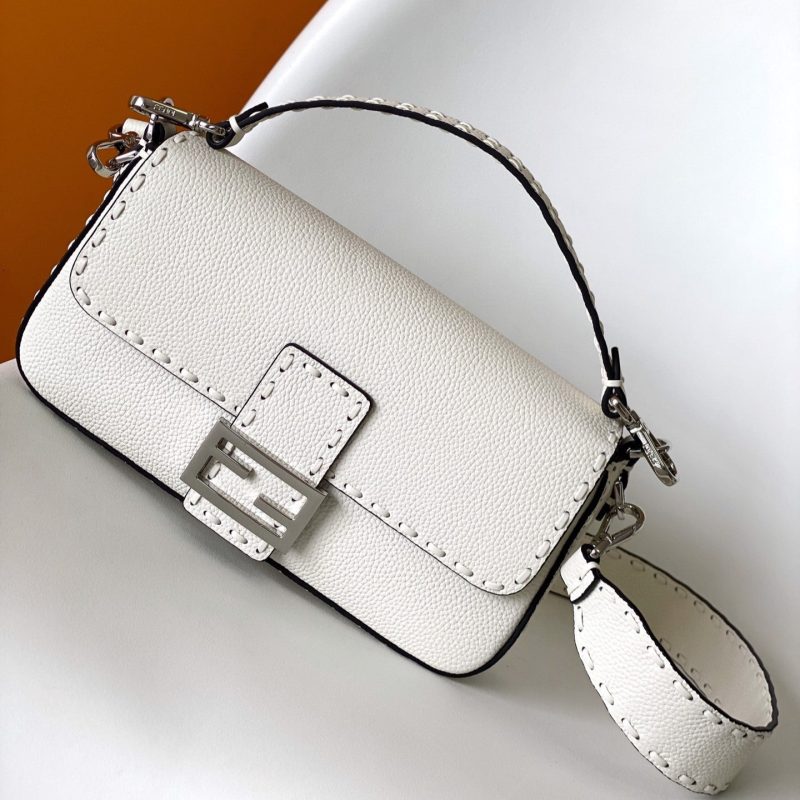 Fendi Baguette 27 Bag White Calfskin Shw