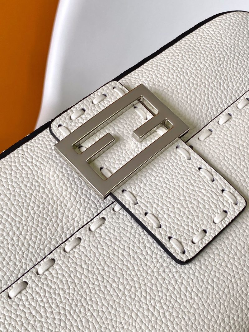 Fendi Baguette 27 Bag White Calfskin Shw