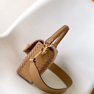 Fendi Baguette 27 Bag Brown Beige Sand interlaced leather Ghw