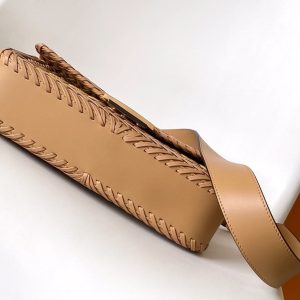 Fendi Baguette 27 Bag Brown Beige Sand interlaced leather Ghw