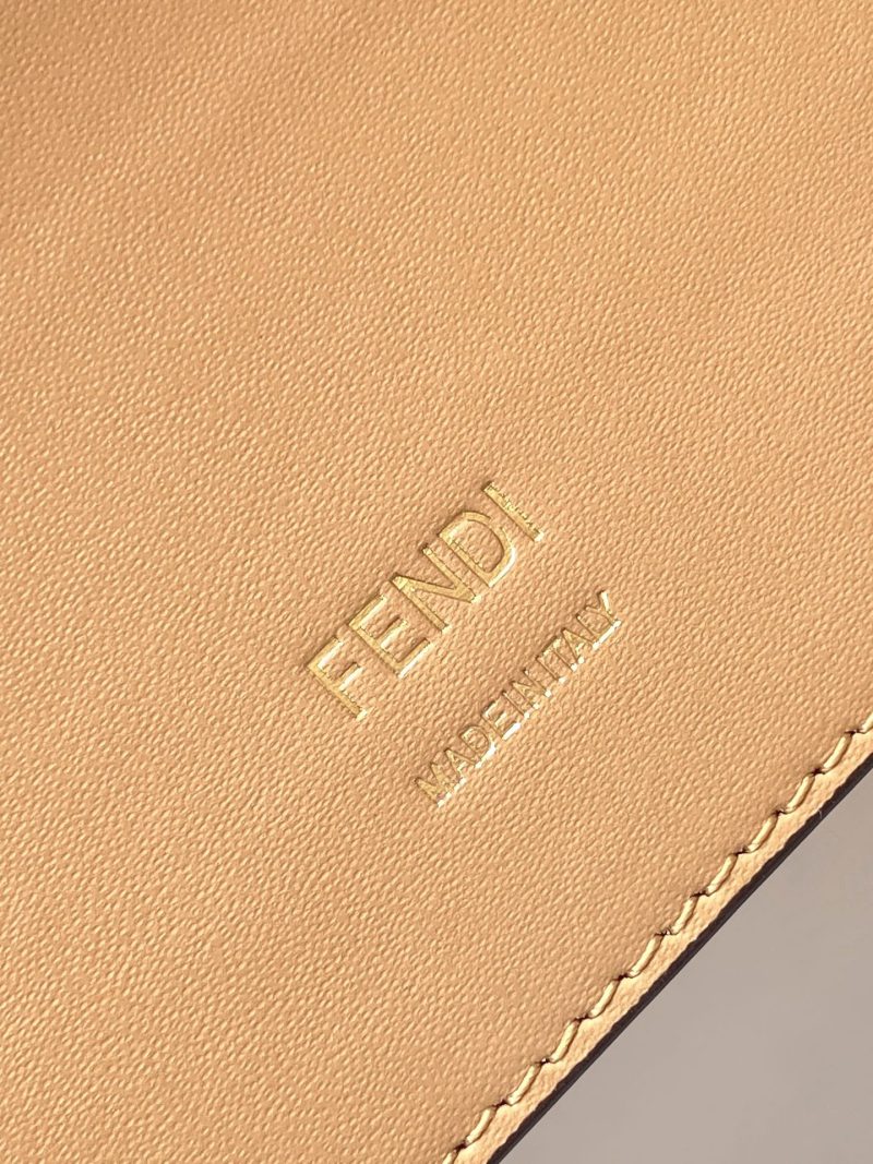 Fendi Baguette 27 Bag Brown Beige Sand interlaced leather Ghw