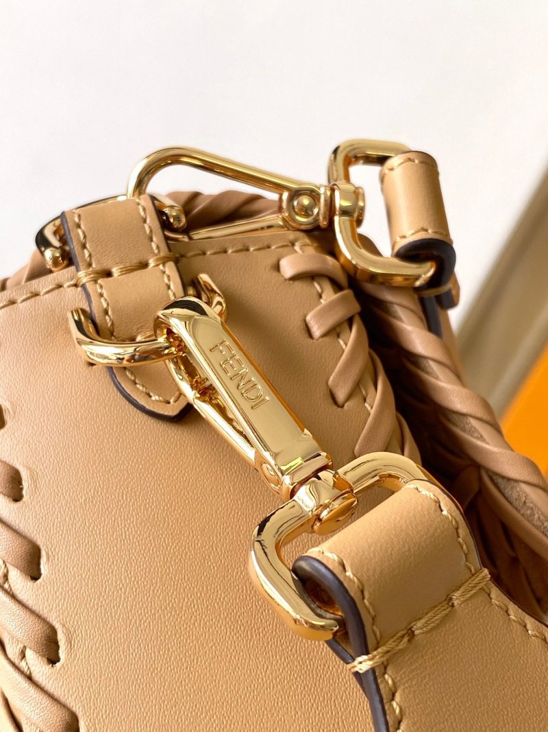 Fendi Baguette 27 Bag Brown Beige Sand interlaced leather Ghw