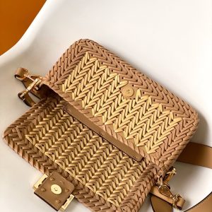 Fendi Baguette 27 Bag Brown Beige Sand interlaced leather Ghw