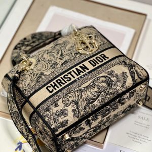 CD Apricot Tiger 24 Lady Dior Bag Canvas 336718