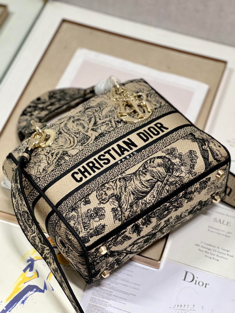 CD Apricot Tiger 24 Lady Dior Bag Canvas 336718