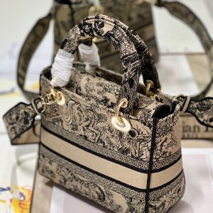 CD Apricot Tiger 24 Lady Dior Bag Canvas 336718