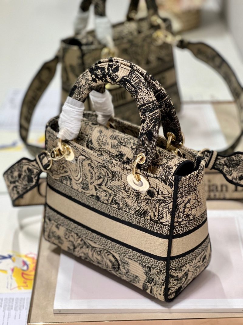 CD Apricot Tiger 24 Lady Dior Bag Canvas 336718