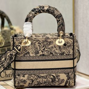 CD Apricot Tiger 24 Lady Dior Bag Canvas 336718