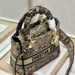 CD Apricot Tiger 24 Lady Dior Bag Canvas 336718