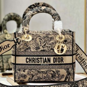 CD Apricot Tiger 24 Lady Dior Bag Canvas 336718