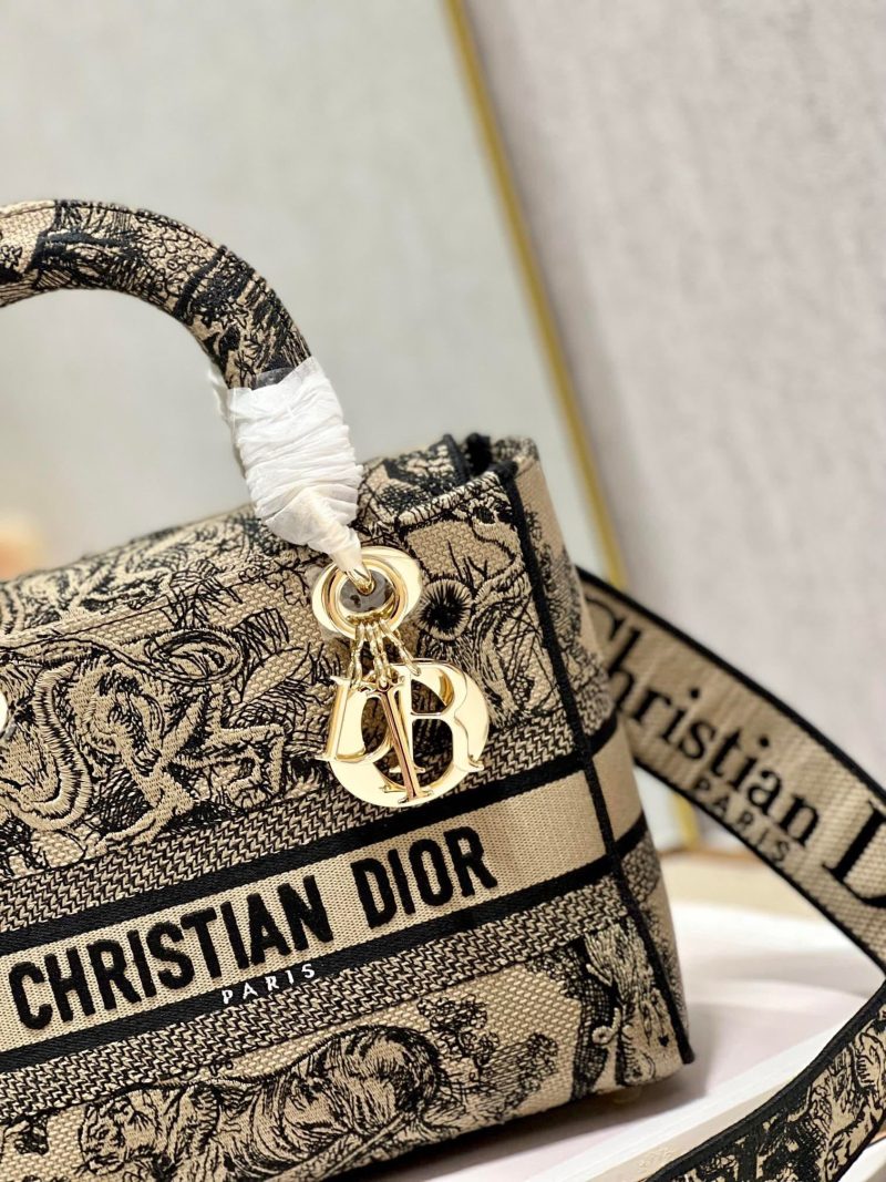 CD Apricot Tiger 24 Lady Dior Bag Canvas 336718