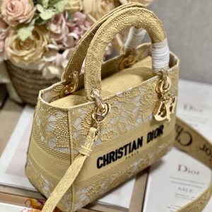 CD Mesh Apricot 24 Lady Dior Bag Canvas 336673