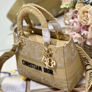 CD Mesh Apricot 24 Lady Dior Bag Canvas 336673
