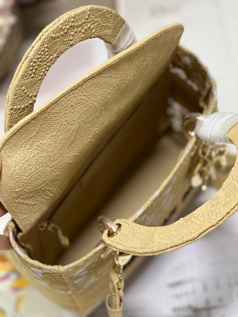 CD Mesh Apricot 24 Lady Dior Bag Canvas 336673