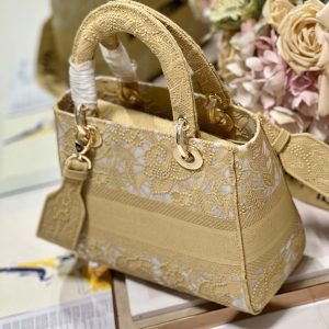 CD Mesh Apricot 24 Lady Dior Bag Canvas 336673