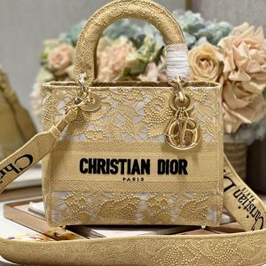 CD Mesh Apricot 24 Lady Dior Bag Canvas 336673