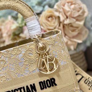 CD Mesh Apricot 24 Lady Dior Bag Canvas 336673