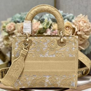 CD Mesh Apricot 24 Lady Dior Bag Canvas 336673