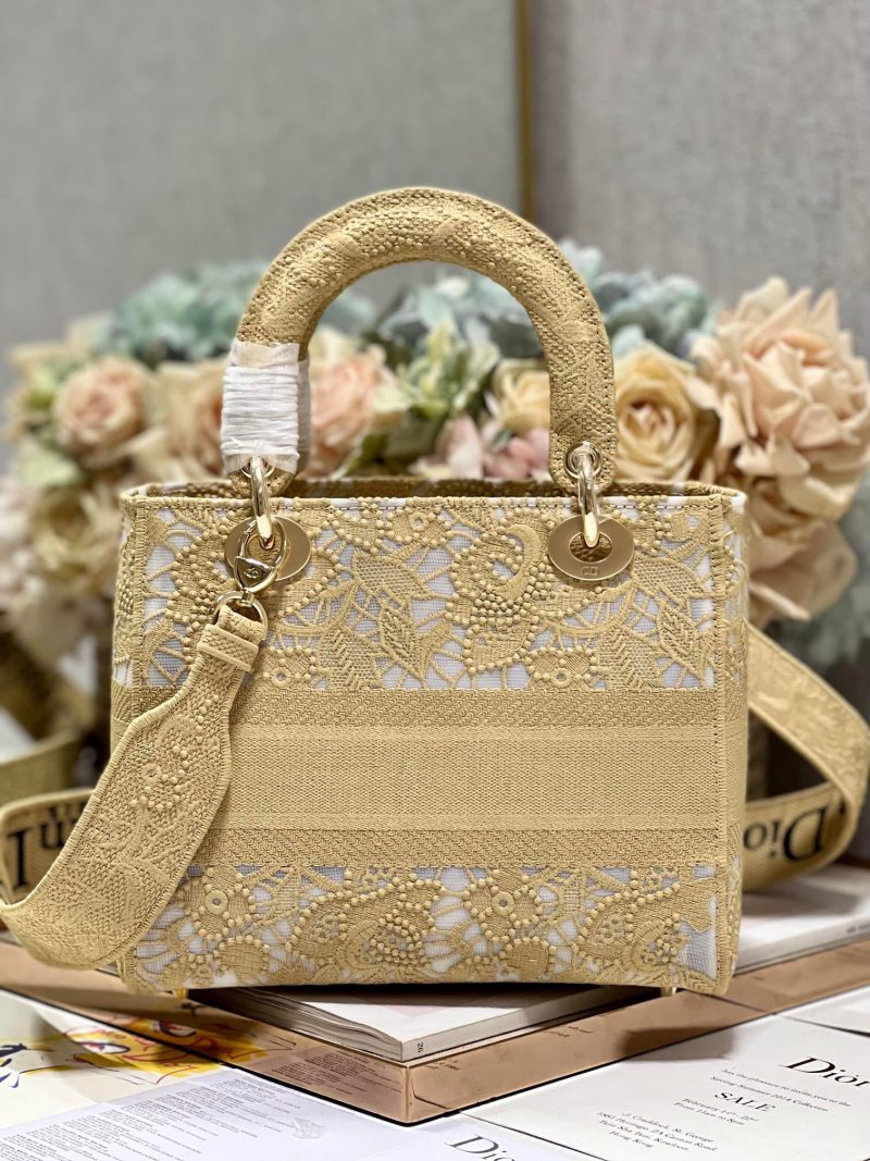 CD Mesh Apricot 24 Lady Dior Bag Canvas 336673