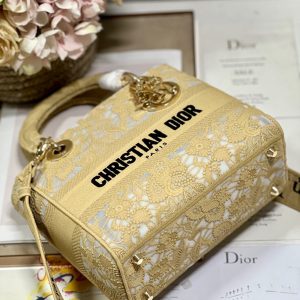 CD Mesh Apricot 24 Lady Dior Bag Canvas 336673