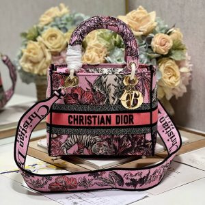 CD Elephant Pink 24 Lady Dior Bag Canvas 336676