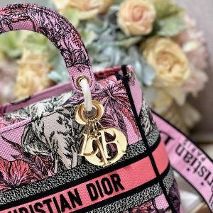 CD Elephant Pink 24 Lady Dior Bag Canvas 336676