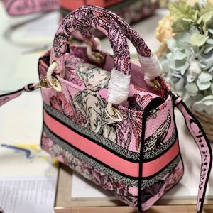 CD Elephant Pink 24 Lady Dior Bag Canvas 336676