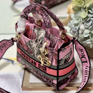 CD Elephant Pink 24 Lady Dior Bag Canvas 336676