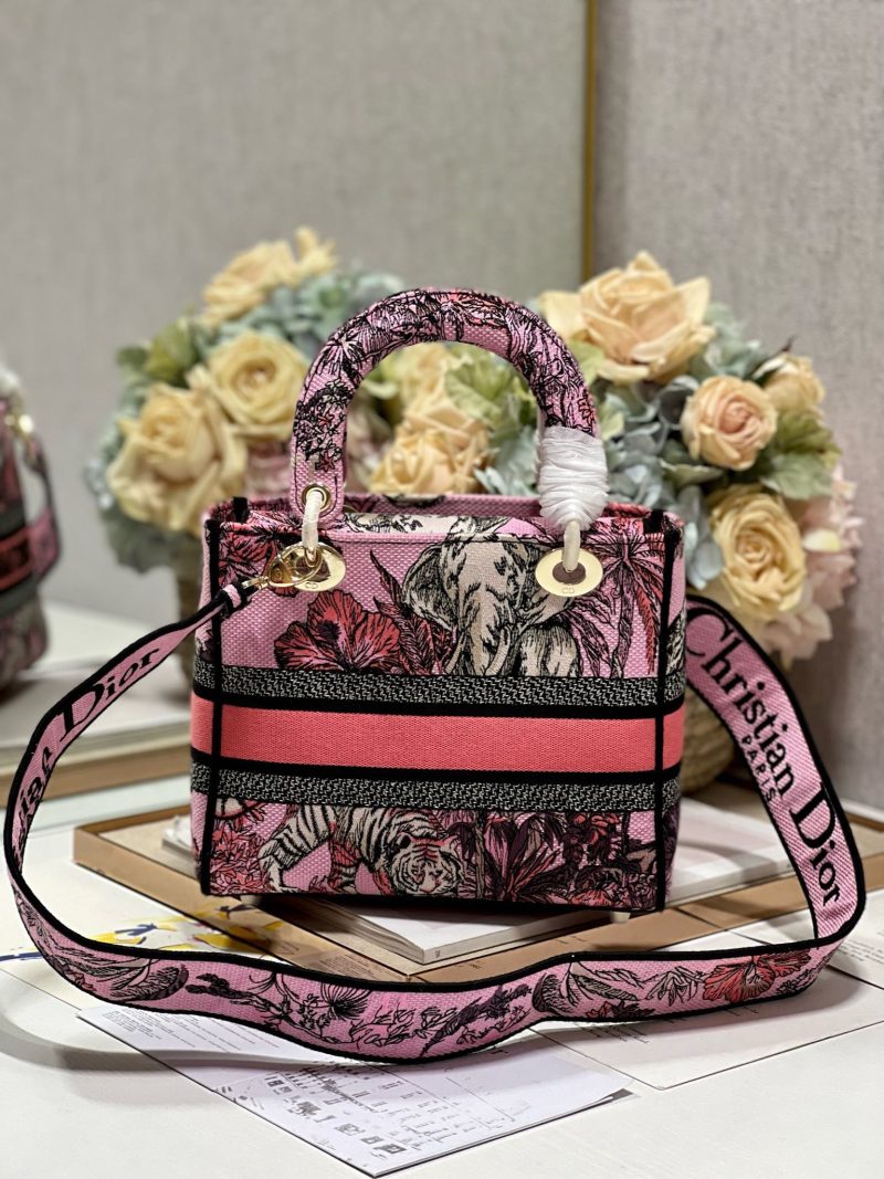 CD Elephant Pink 24 Lady Dior Bag Canvas 336676