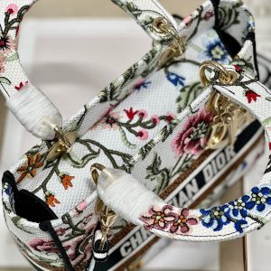 CD Floral White Lady Dior Bag Canvas 336682