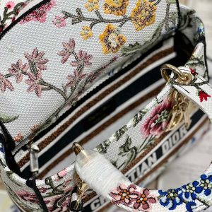 CD Floral White Lady Dior Bag Canvas 336682