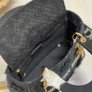 CD Flower Black 24 Lady Dior Bag Canvas 336721