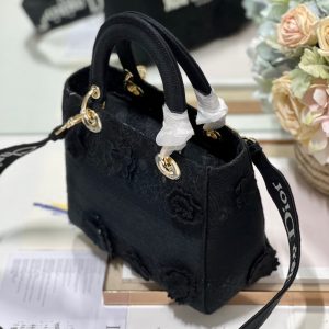 CD Flower Black 24 Lady Dior Bag Canvas 336721