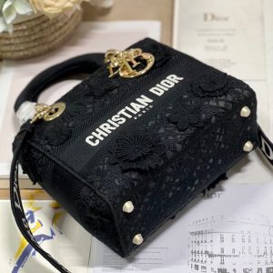 CD Flower Black 24 Lady Dior Bag Canvas 336721