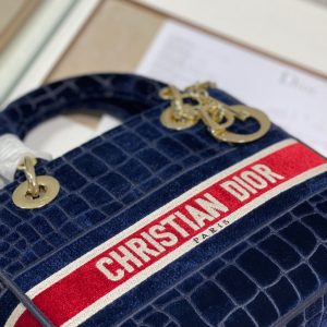 CD Velvet Crocodile Pattern 24 Lady Dior Bag Canvas 336657