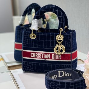 CD Velvet Crocodile Pattern 24 Lady Dior Bag Canvas 336657