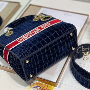CD Velvet Crocodile Pattern 24 Lady Dior Bag Canvas 336657