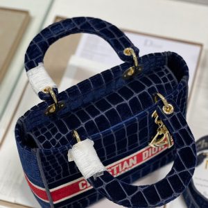 CD Velvet Crocodile Pattern 24 Lady Dior Bag Canvas 336657