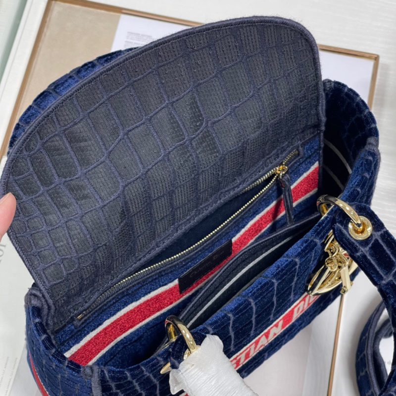 CD Velvet Crocodile Pattern 24 Lady Dior Bag Canvas 336657