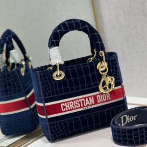 CD Velvet Crocodile Pattern 24 Lady Dior Bag Canvas 336657