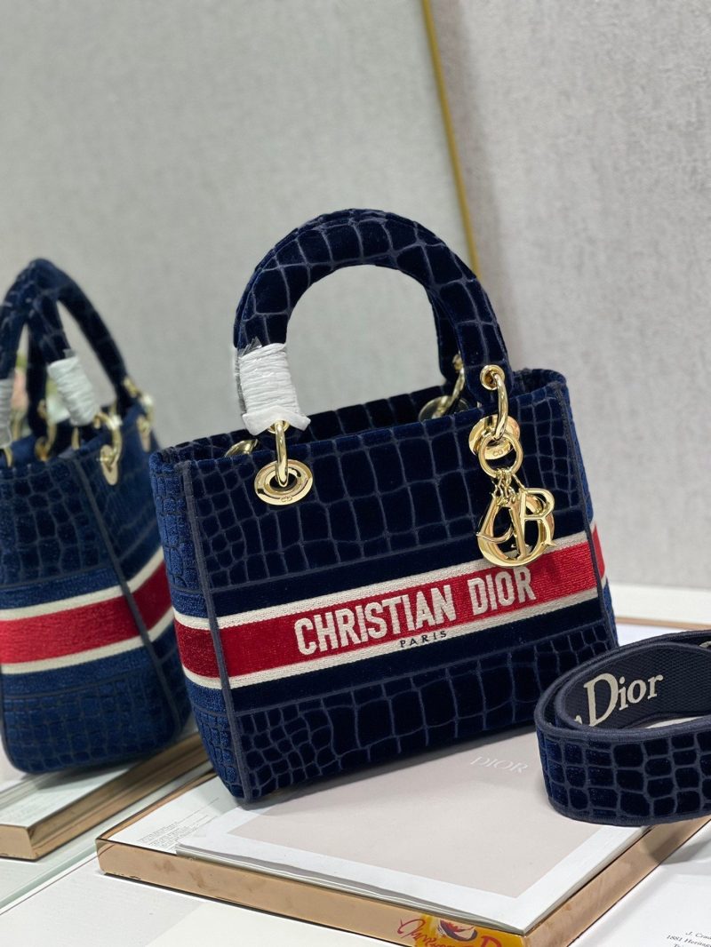 CD Velvet Crocodile Pattern 24 Lady Dior Bag Canvas 336657