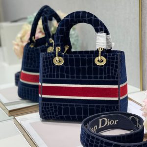 CD Velvet Crocodile Pattern 24 Lady Dior Bag Canvas 336657