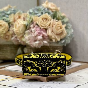 CD Flame Yellow 17 Lady Dior Bag Canvas 336745