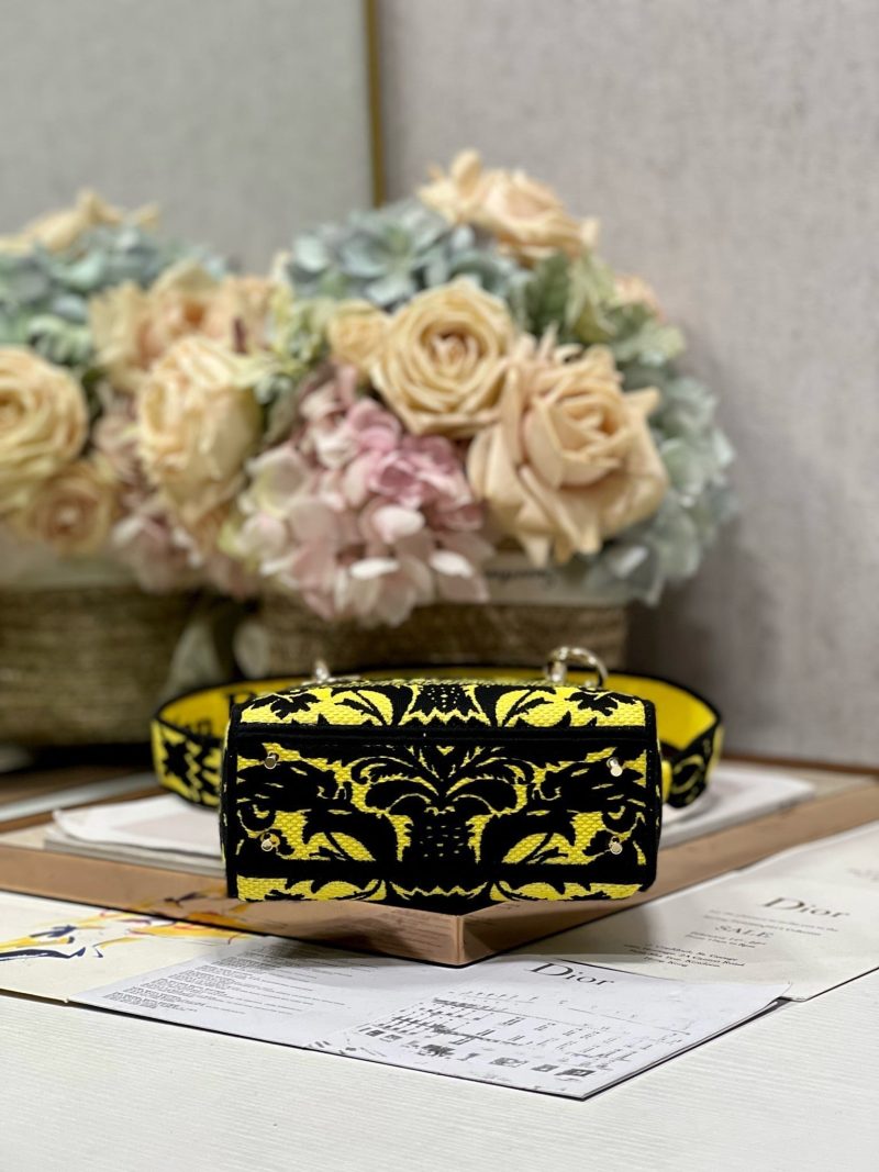 CD Flame Yellow 17 Lady Dior Bag Canvas 336745