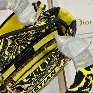 CD Flame Yellow 17 Lady Dior Bag Canvas 336745