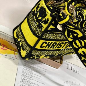 CD Flame Yellow 17 Lady Dior Bag Canvas 336745